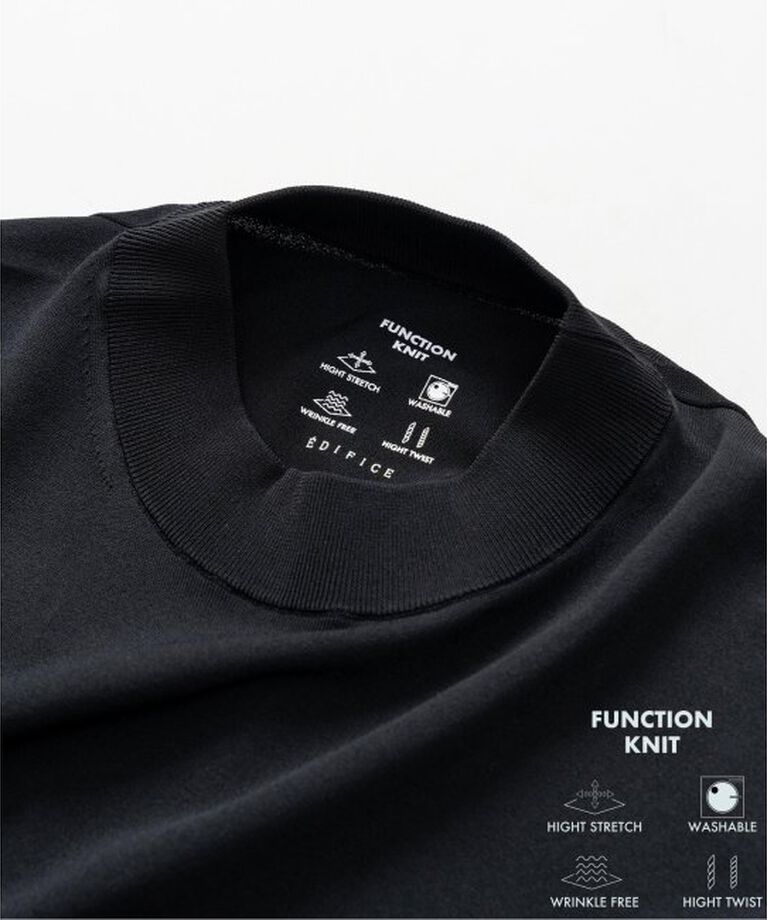 EDIFICE「”MULTI FUNCTION” モックネック ニットTシャツ」|ニット・セーター|ブラック