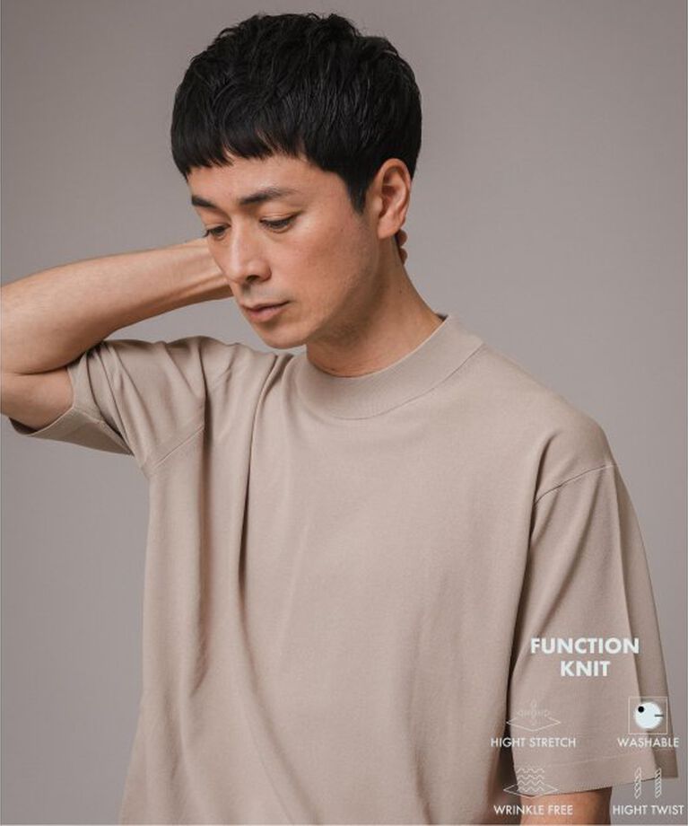 EDIFICE「”MULTI FUNCTION” モックネック ニットTシャツ」|ニット・セーター|ベージュ