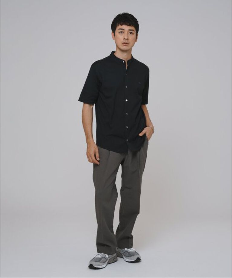 EDIFICE「"吸水速乾＆高通気" LACOSTE (ラコステ) 別注 バンドカラー フルオープン ポロシャツ」|Tシャツ・カットソー|