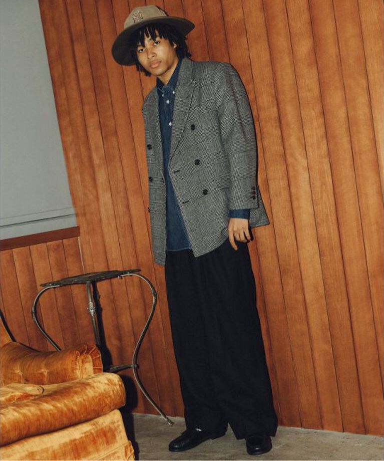 JOURNAL STANDARD「W/CA サキソニー オッド 2タックワイドパンツ」|スラックス|