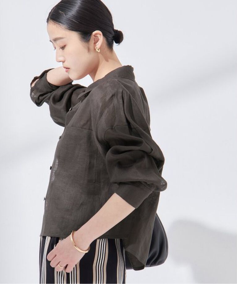 journal standard L'essage「ヨーロピアンフラックスショートシャツ」|シャツ・ブラウス|グレー