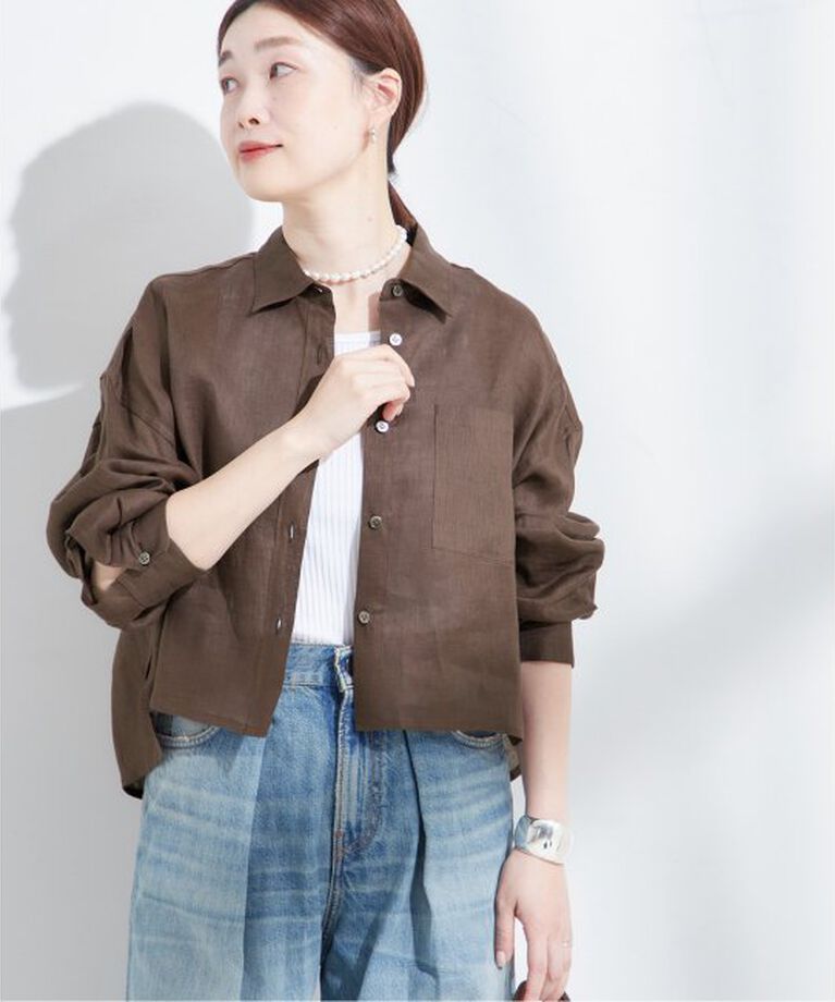 journal standard L'essage「ヨーロピアンフラックスショートシャツ」|シャツ・ブラウス|ブラウン