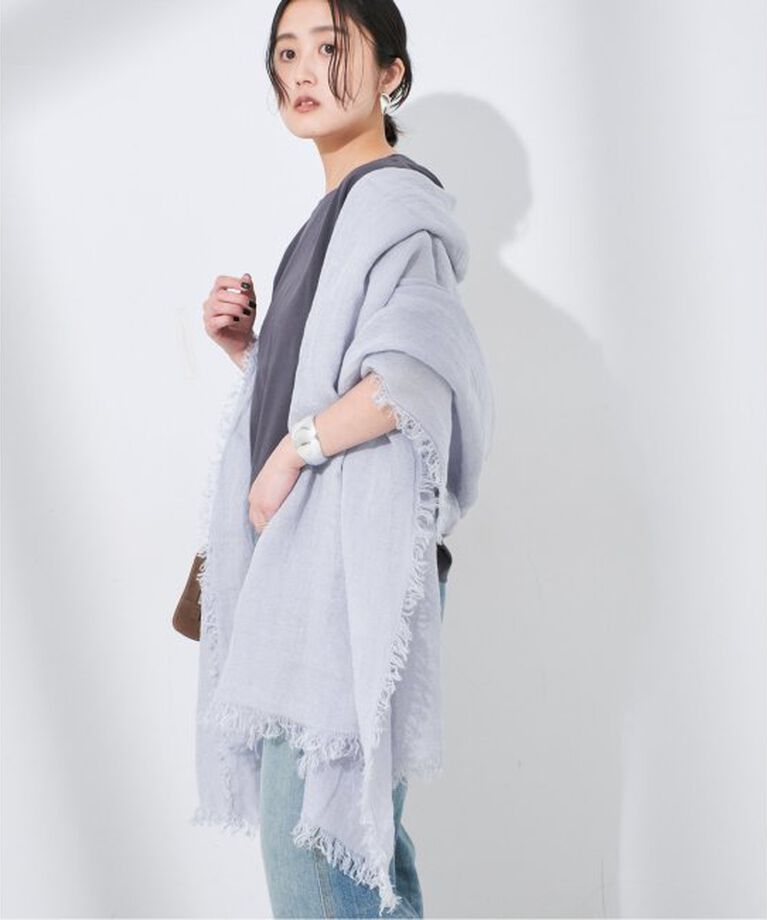 journal standard L'essage「【ASAUCE MELER】フランダースサンリネンガーゼST：ストール」|ストール|ブルー A