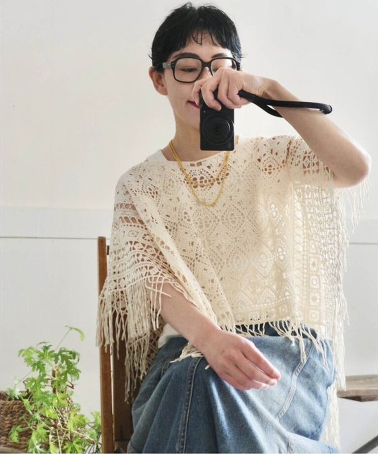 journal standard luxe「レースフリンジ ポンチョブラウス」|その他|ナチュラル