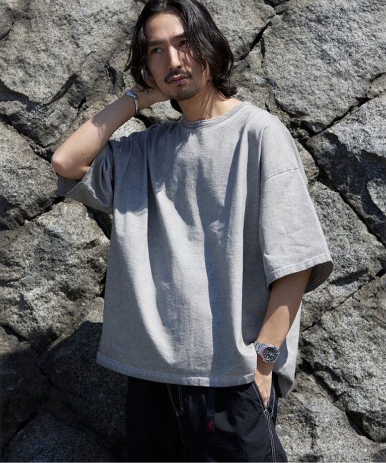J.S.Homestead「J.S.Homestead / コールドダイ ダメージネックTシャツ」|Tシャツ・カットソー|ブラック A