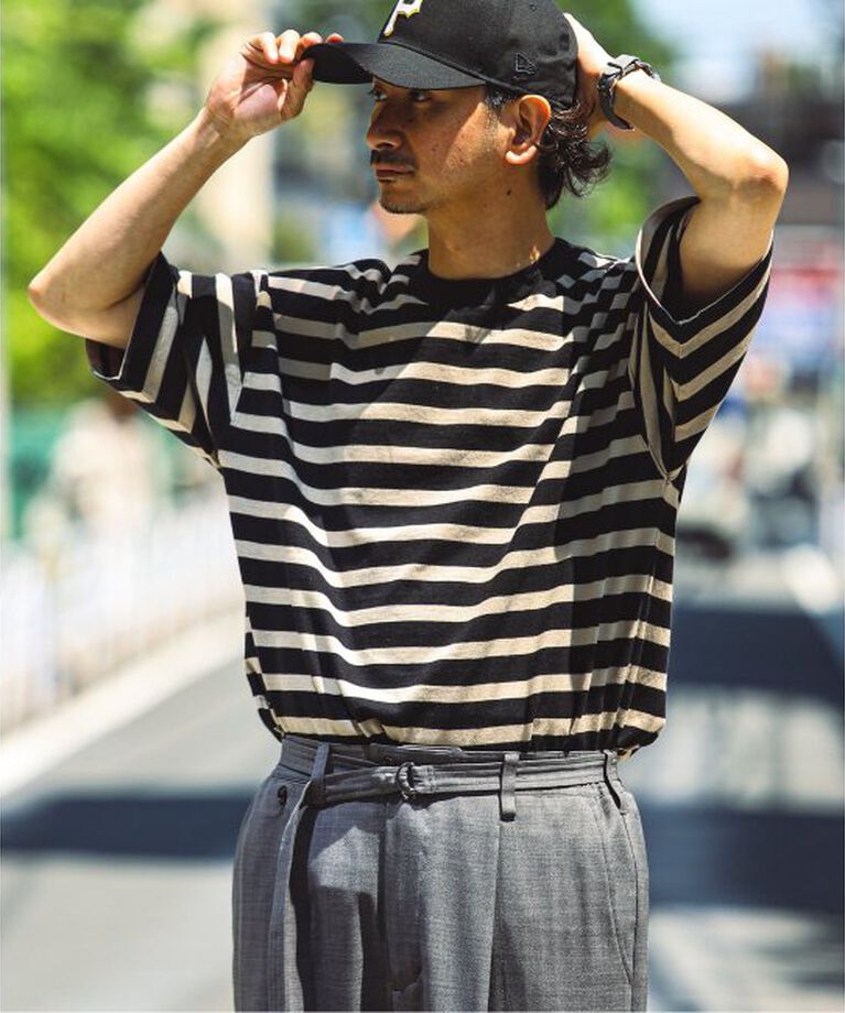 JOURNAL STANDARD relume「HARDIN KNITWEAR 別注 天竺 ボーダー Tシャツ」|Tシャツ・カットソー|ブラック