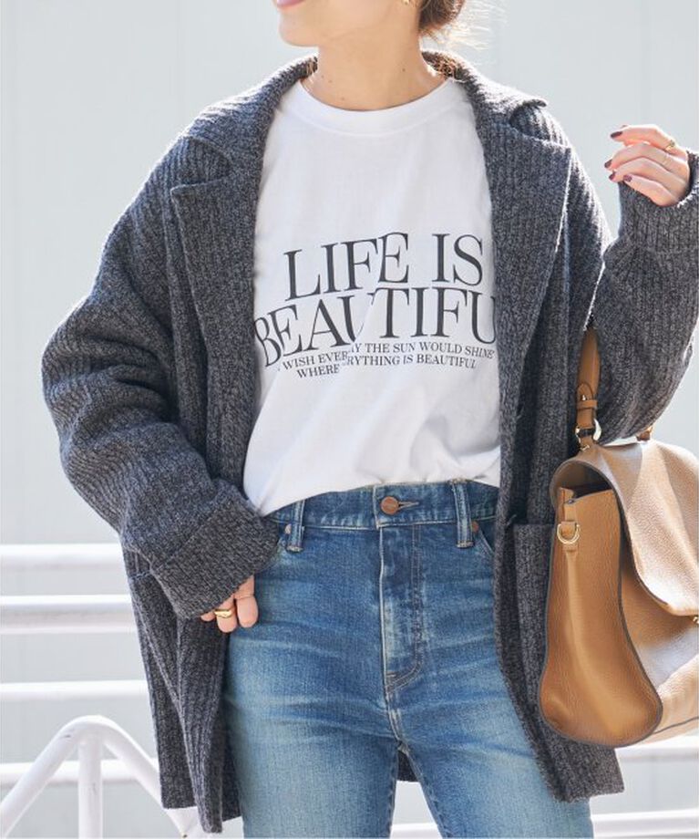 Spick and Span「モノトーンプリントロゴロンT」|Tシャツ・カットソー|