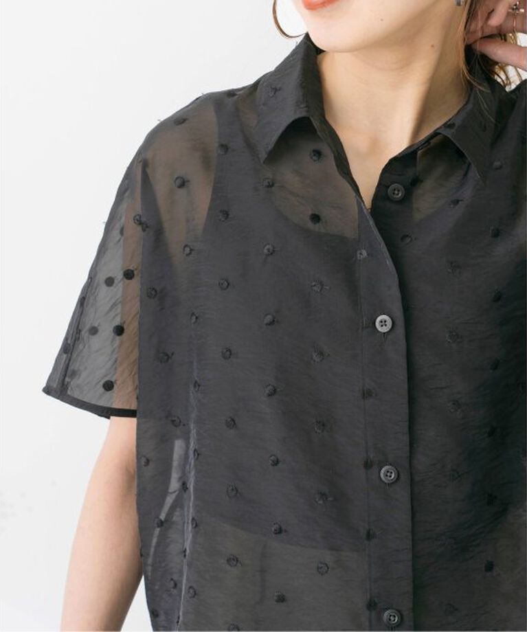 Spick and Span「シアードットサークルシャツ」|シャツ・ブラウス|ブラック