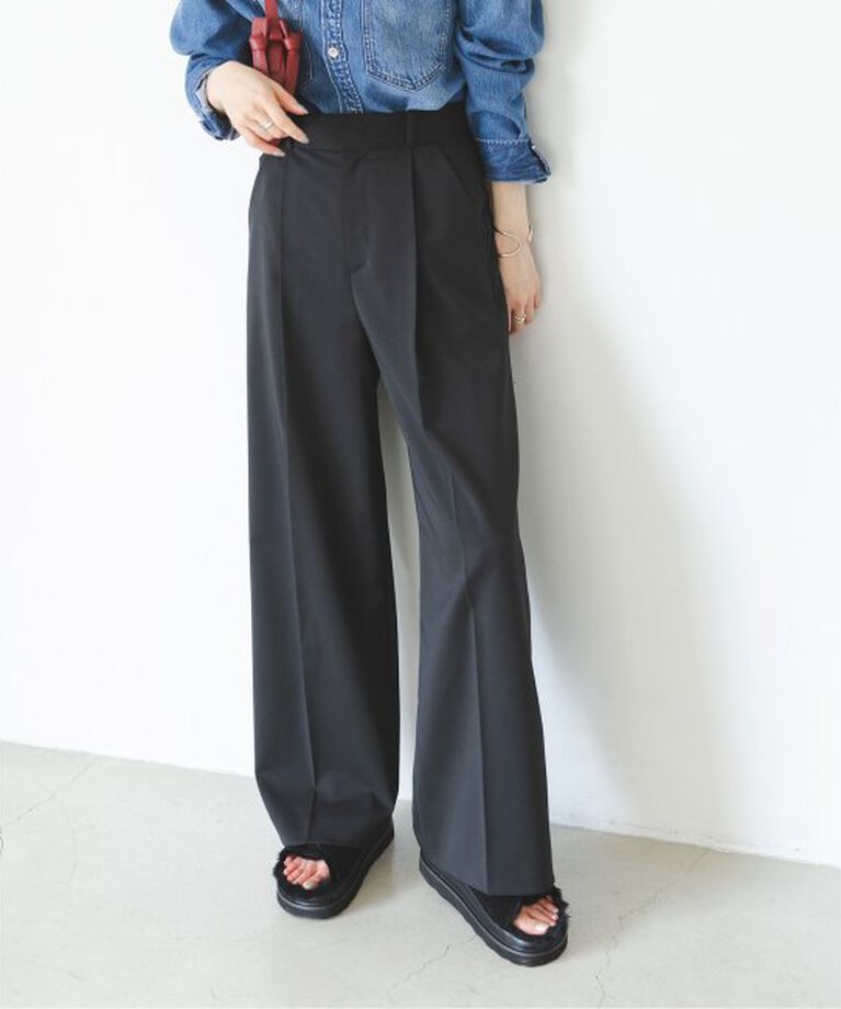 NOBLE「《追加》エステルツイルストレッチスラックスパンツ2」|スラックス|ブラック