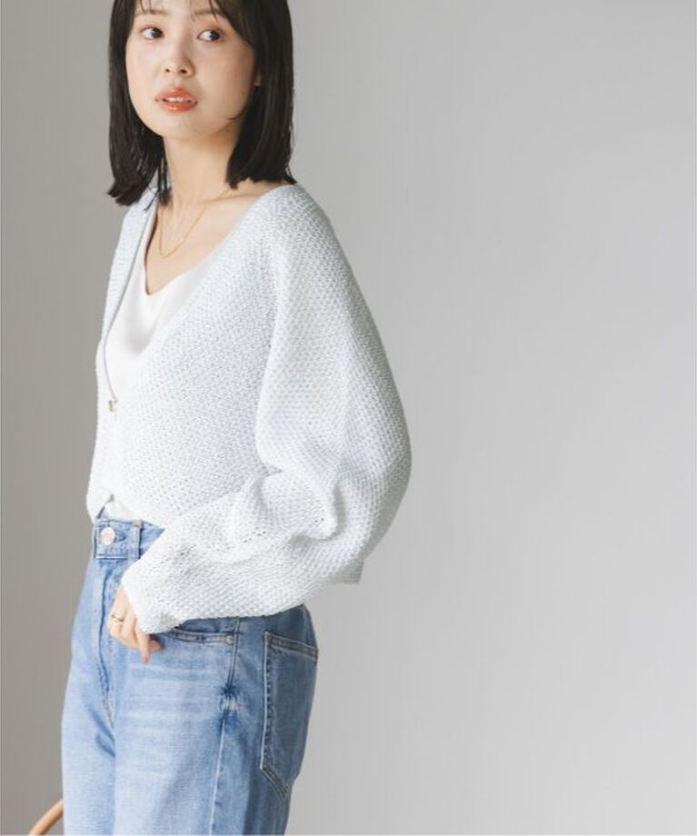 NOBLE「ペーパーヤーンカノコショートVネックカーディガン」|カーディガン|