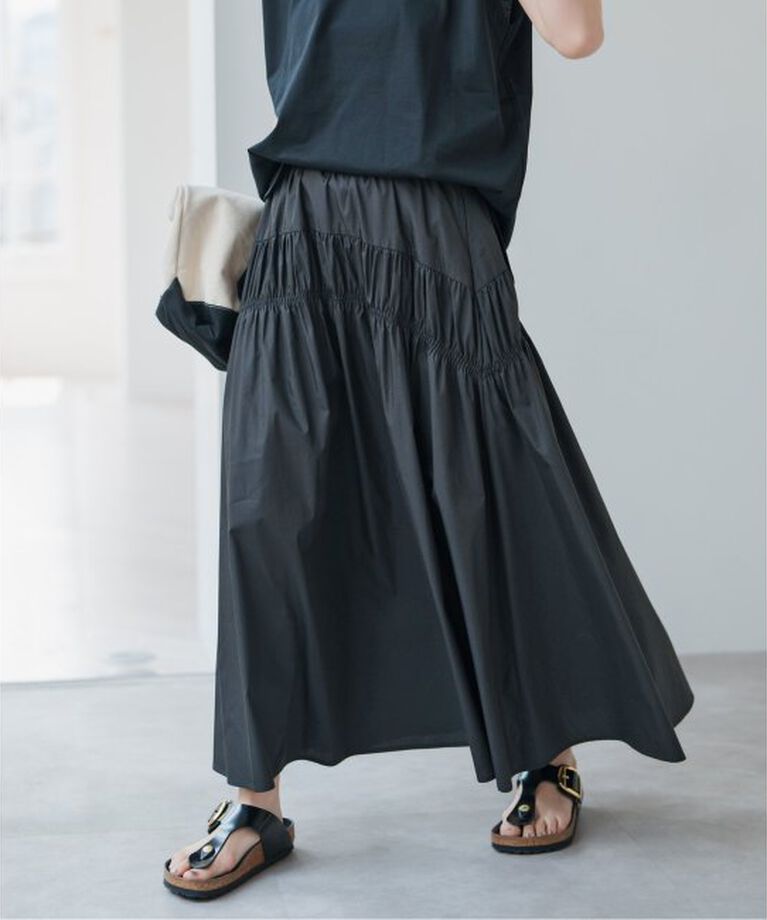 Spick and Span「コットンナイロンギャザースカート」|スカート|ブラック