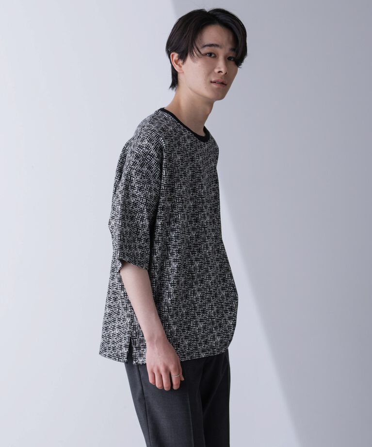 nano･universe「WEB限定/パターンジャガードTシャツ 半袖」|Tシャツ・カットソー|パターン1