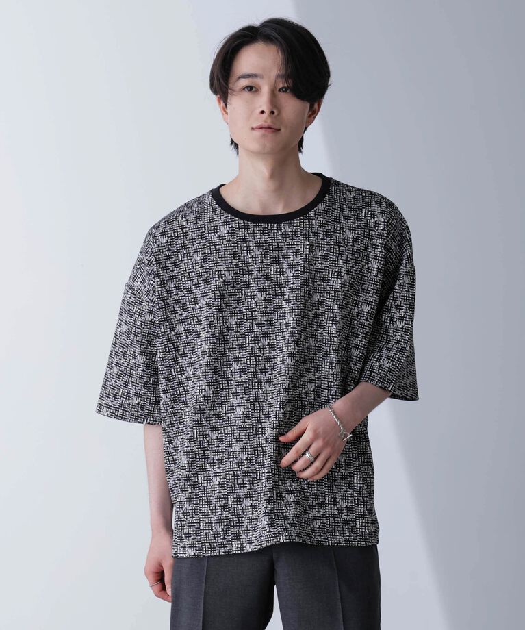 nano･universe「WEB限定/パターンジャガードTシャツ 半袖」|Tシャツ・カットソー|