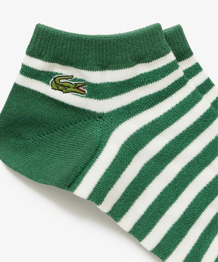 LACOSTE「鹿の子地ボーダースニーカーソックス(25cm-27cm)」|ソックス|グリーン