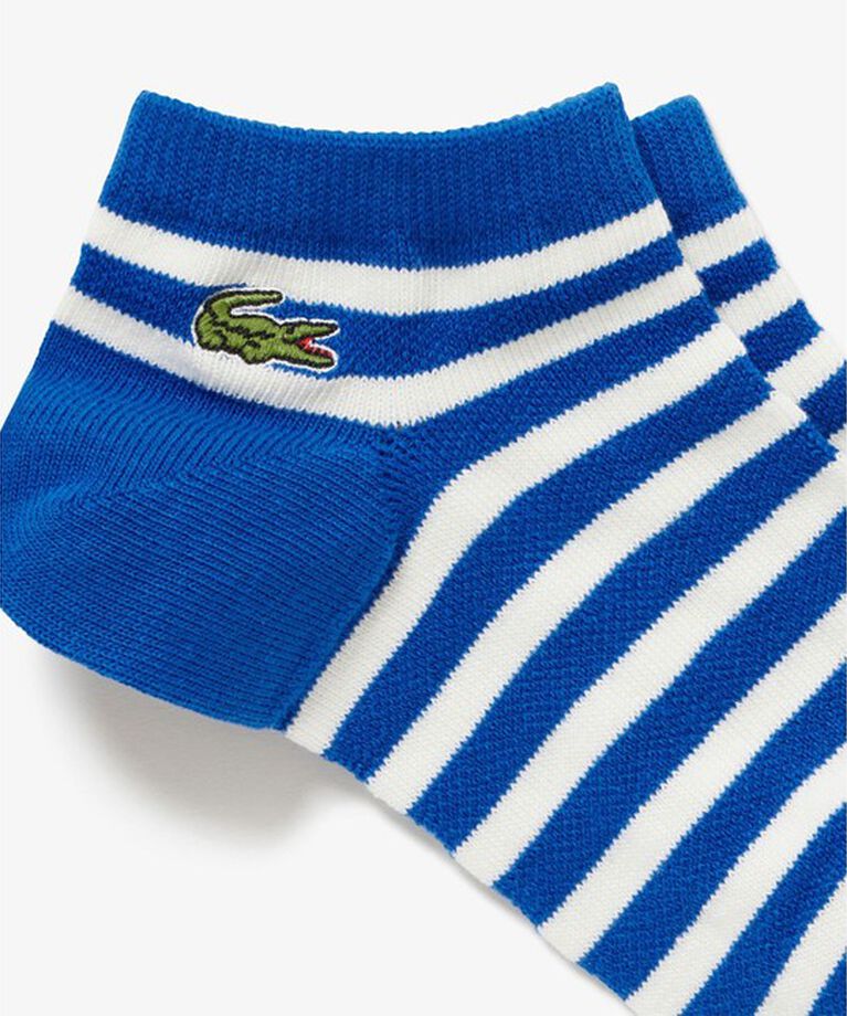 LACOSTE「鹿の子地ボーダースニーカーソックス(25cm-27cm)」|ソックス|ブルー
