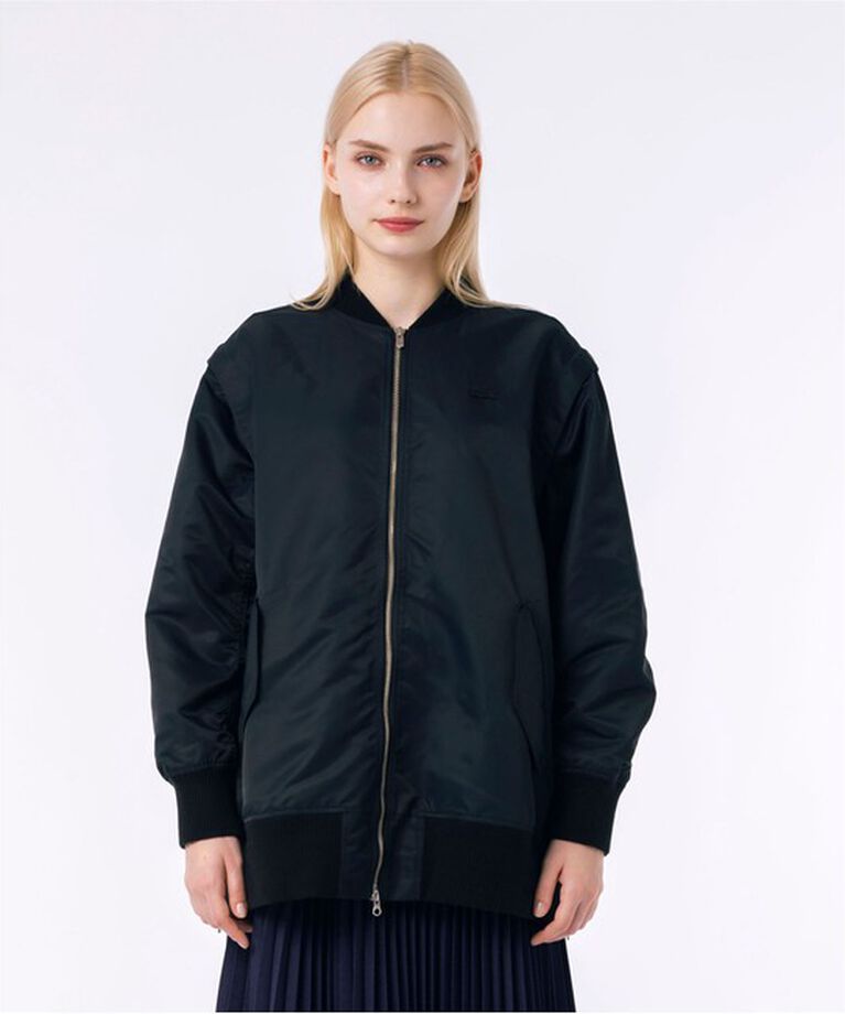 LACOSTE「2WAY 撥水 デタッチャブルスリーブボンバージャケット / ボリュームスリーブMAー1ブルゾン」|ブルゾン・スタジャン|ブラック