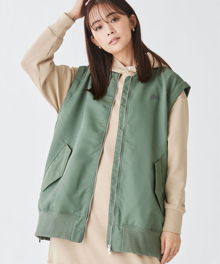 LACOSTE「2WAY 撥水 デタッチャブルスリーブボンバージャケット / ボリュームスリーブMAー1ブルゾン」|ブルゾン・スタジャン|