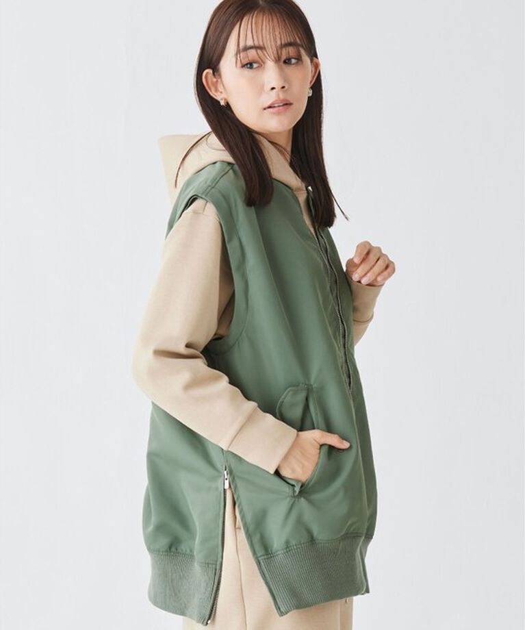 LACOSTE「2WAY 撥水 デタッチャブルスリーブボンバージャケット / ボリュームスリーブMAー1ブルゾン」|ブルゾン・スタジャン|