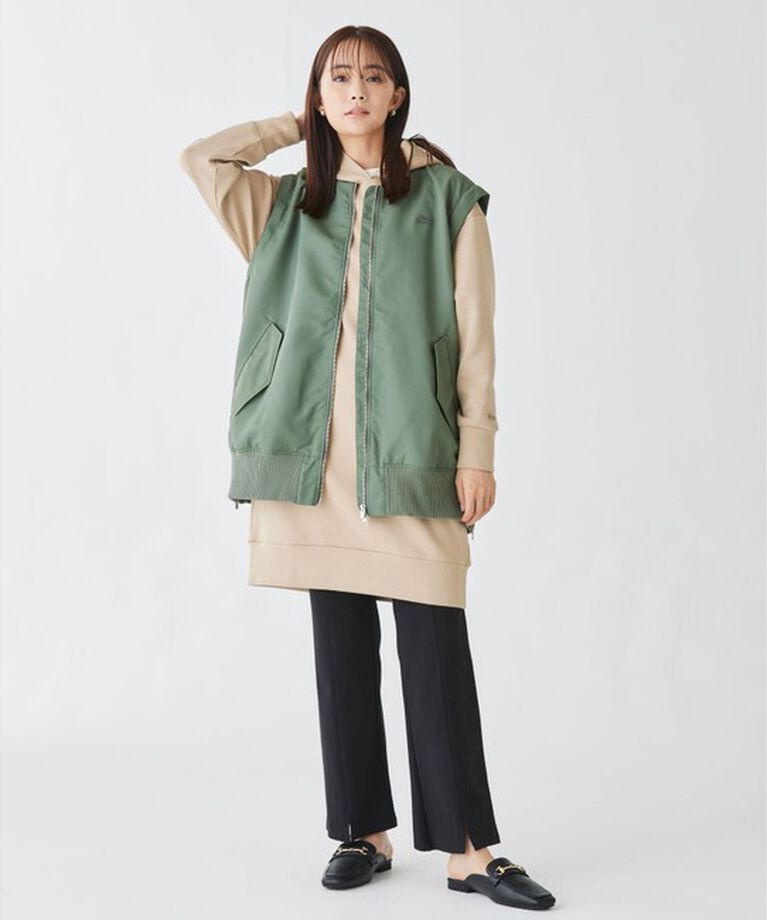LACOSTE「2WAY 撥水 デタッチャブルスリーブボンバージャケット / ボリュームスリーブMAー1ブルゾン」|ブルゾン・スタジャン|