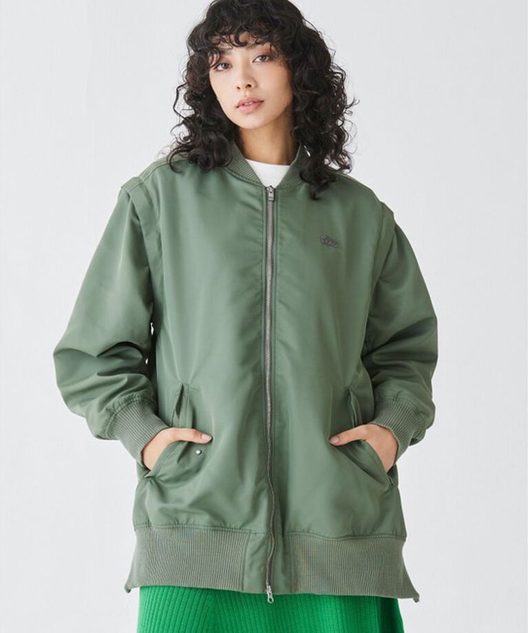 LACOSTE「2WAY 撥水 デタッチャブルスリーブボンバージャケット / ボリュームスリーブMAー1ブルゾン」|ブルゾン・スタジャン|