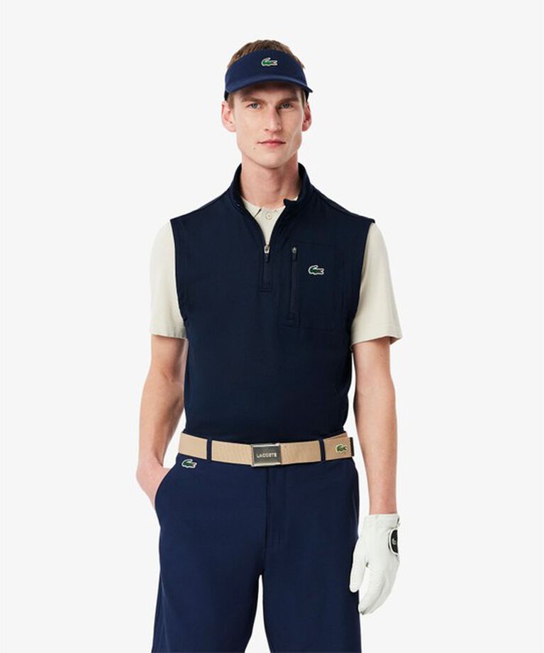LACOSTE「ウルトラドライハーフジップゴルフベスト」|ベスト・ジレ|ネイビー