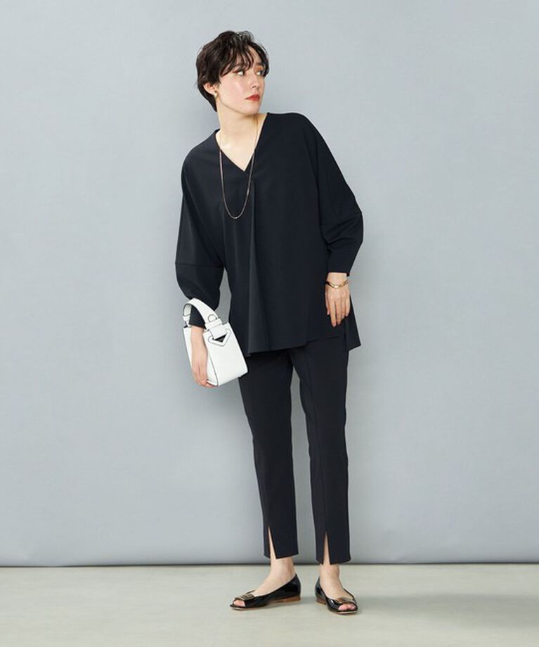 NOLLEY'S「《セットアップ対応》ウォッシャブルカットジョーゼットスリットパンツ」|その他|