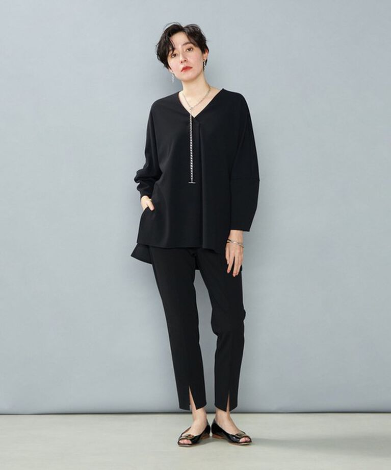 NOLLEY'S「《セットアップ対応》ウォッシャブルカットジョーゼットスリットパンツ」|その他|