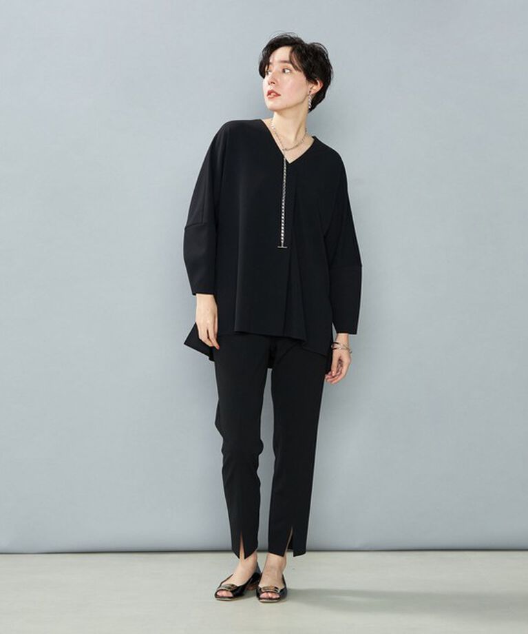 NOLLEY'S「《セットアップ対応》ウォッシャブルカットジョーゼットスリットパンツ」|その他|