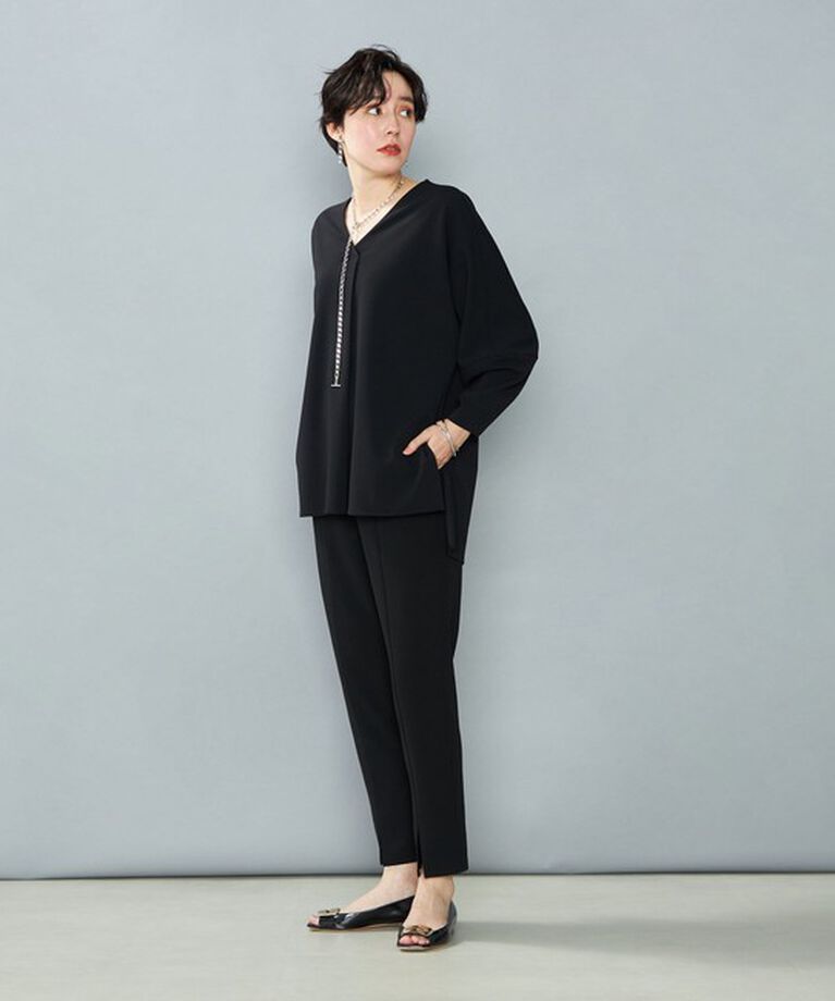 NOLLEY'S「《セットアップ対応》ウォッシャブルカットジョーゼットスリットパンツ」|その他|