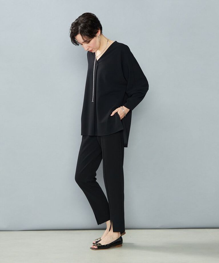 NOLLEY'S「《セットアップ対応》ウォッシャブルカットジョーゼットスリットパンツ」|その他|