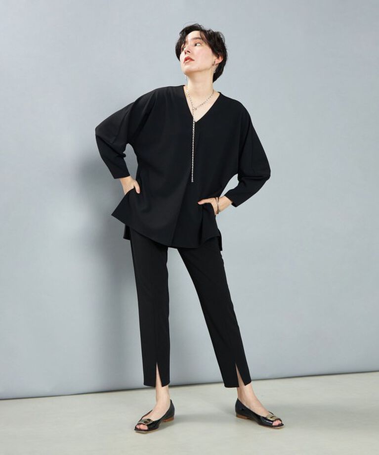 NOLLEY'S「《セットアップ対応》ウォッシャブルカットジョーゼットスリットパンツ」|その他|