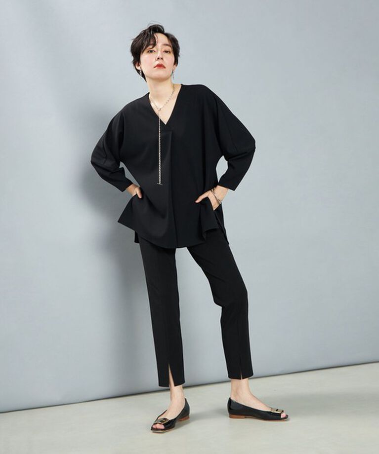 NOLLEY'S「《セットアップ対応》ウォッシャブルカットジョーゼットスリットパンツ」|その他|