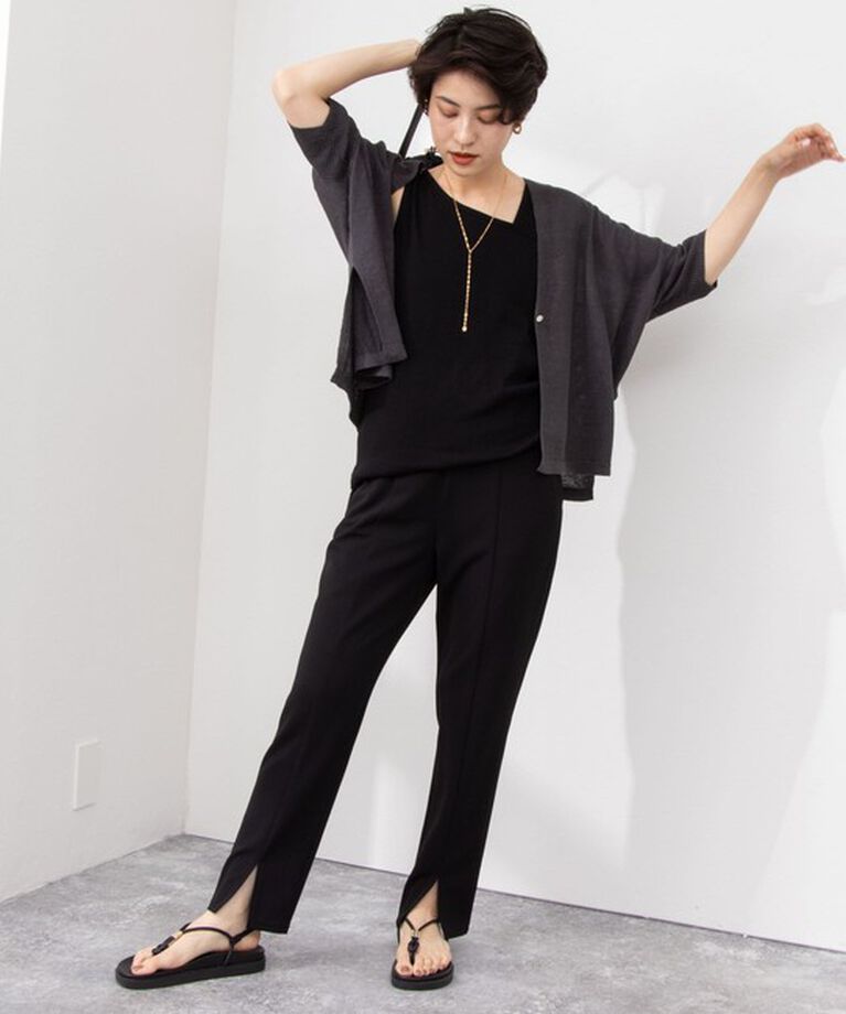 NOLLEY'S「《セットアップ対応》ウォッシャブルカットジョーゼットスリットパンツ」|その他|