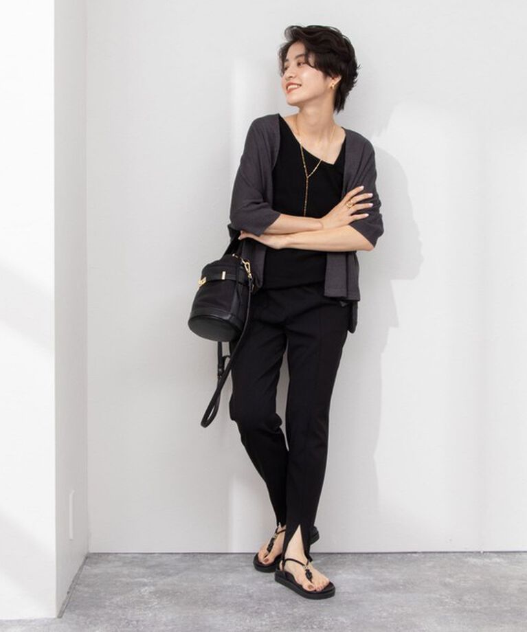 NOLLEY'S「《セットアップ対応》ウォッシャブルカットジョーゼットスリットパンツ」|その他|