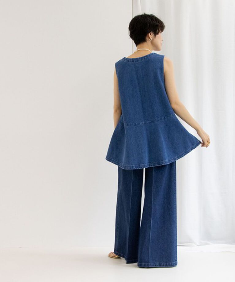 Rie Miller「【RM denim】ペプラムジレデニムブラウス」|シャツ・ブラウス|