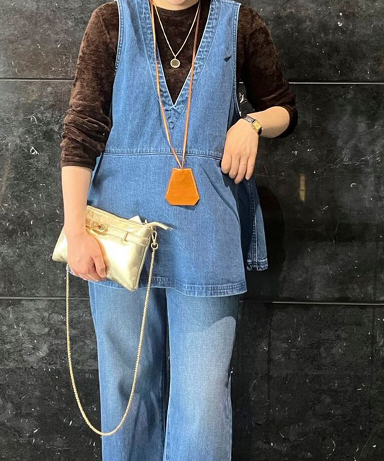 Rie Miller「【RM denim】ペプラムジレデニムブラウス」|シャツ・ブラウス|