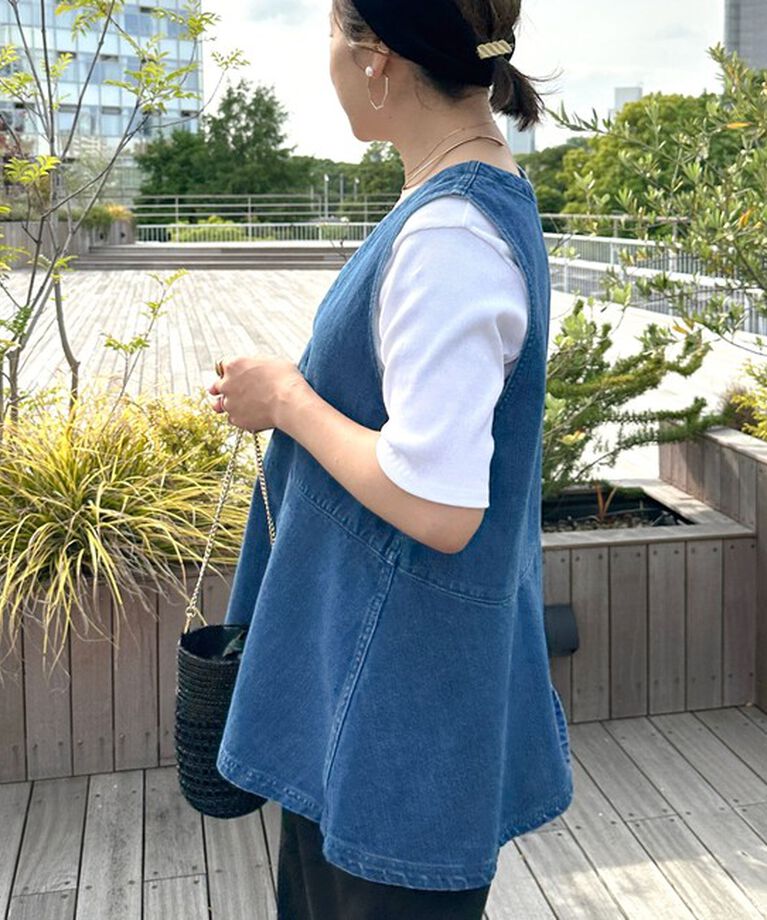 Rie Miller「【RM denim】ペプラムジレデニムブラウス」|シャツ・ブラウス|