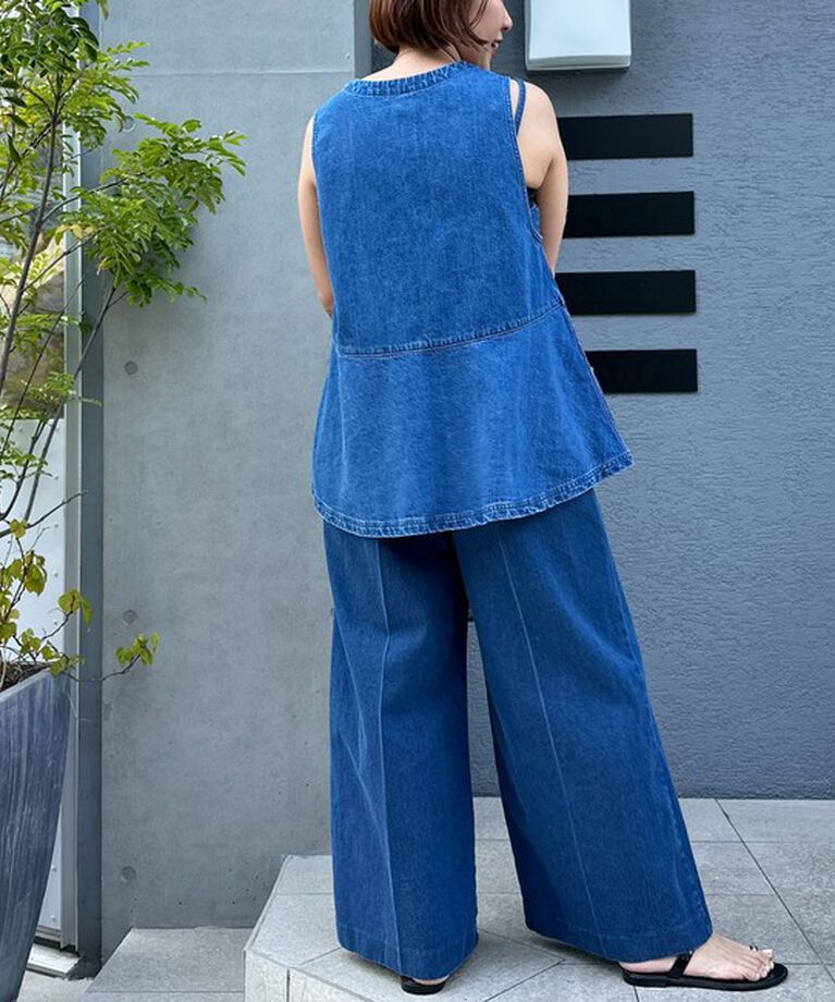 Rie Miller「【RM denim】ペプラムジレデニムブラウス」|シャツ・ブラウス|