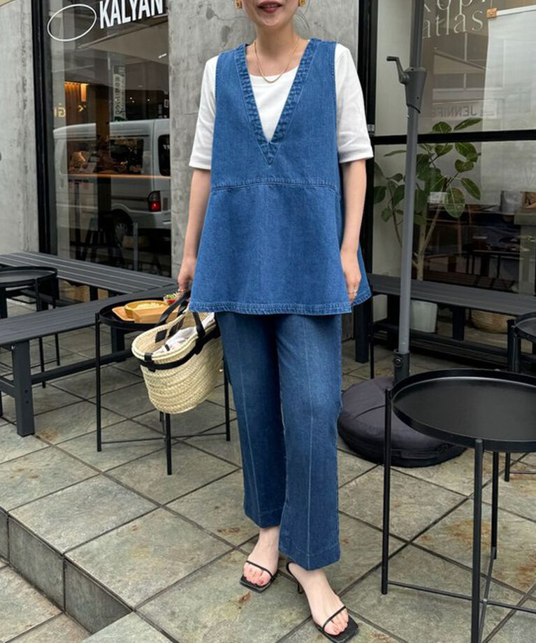 Rie Miller「【RM denim】ペプラムジレデニムブラウス」|シャツ・ブラウス|