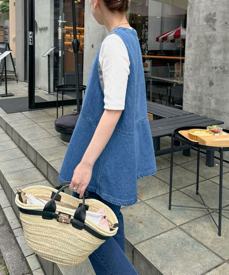 Rie Miller「【RM denim】ペプラムジレデニムブラウス」|シャツ・ブラウス|