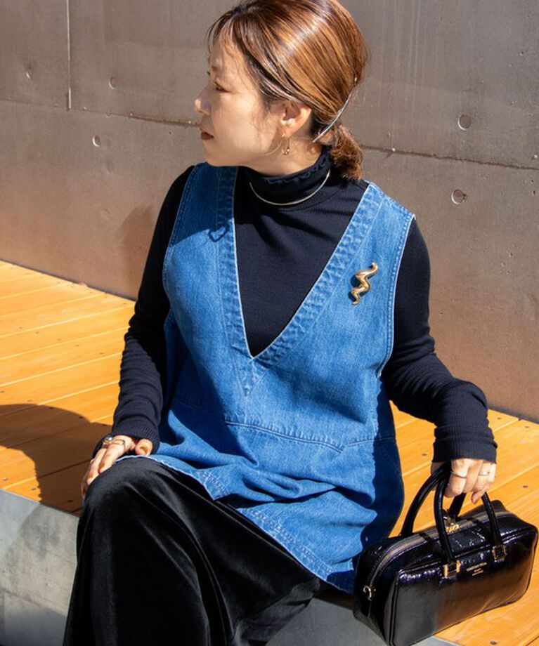Rie Miller「【RM denim】ペプラムジレデニムブラウス」|シャツ・ブラウス|
