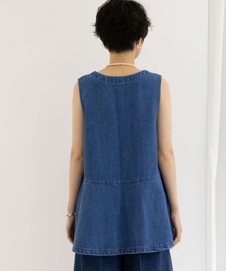 Rie Miller「【RM denim】ペプラムジレデニムブラウス」|シャツ・ブラウス|