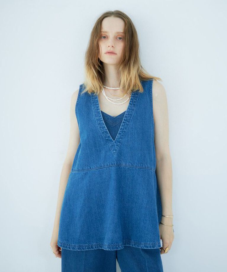 Rie Miller「【RM denim】ペプラムジレデニムブラウス」|シャツ・ブラウス|