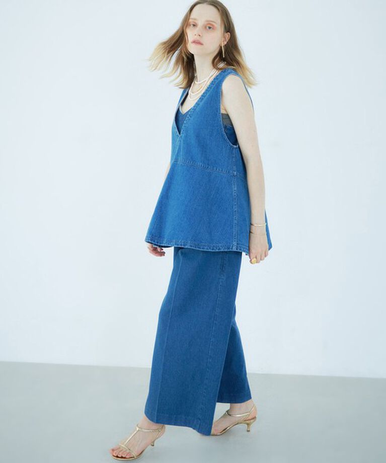 Rie Miller「【RM denim】ペプラムジレデニムブラウス」|シャツ・ブラウス|