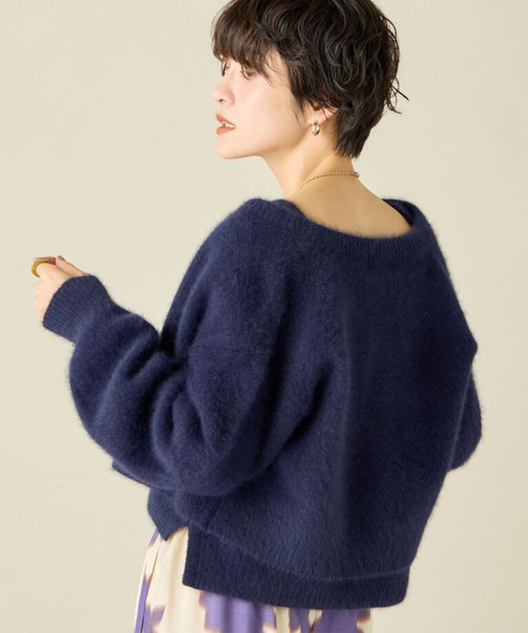 NOLLEY'S「《手洗い可能》《アンサンブル対応》プレミアムヘアリークロップドクルーネックカーディガン」|カーディガン|