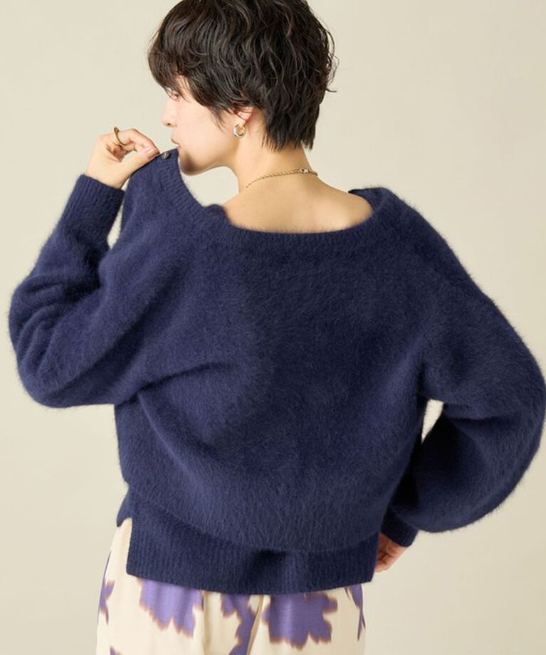 NOLLEY'S「《手洗い可能》《アンサンブル対応》プレミアムヘアリークロップドクルーネックカーディガン」|カーディガン|