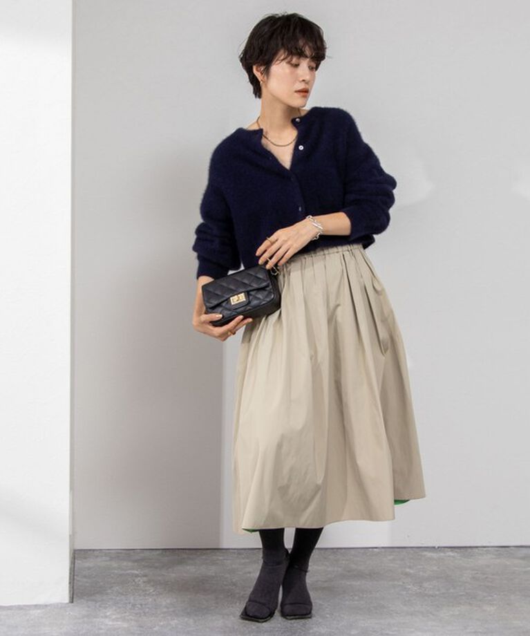 NOLLEY'S「《手洗い可能》《アンサンブル対応》プレミアムヘアリークロップドクルーネックカーディガン」|カーディガン|