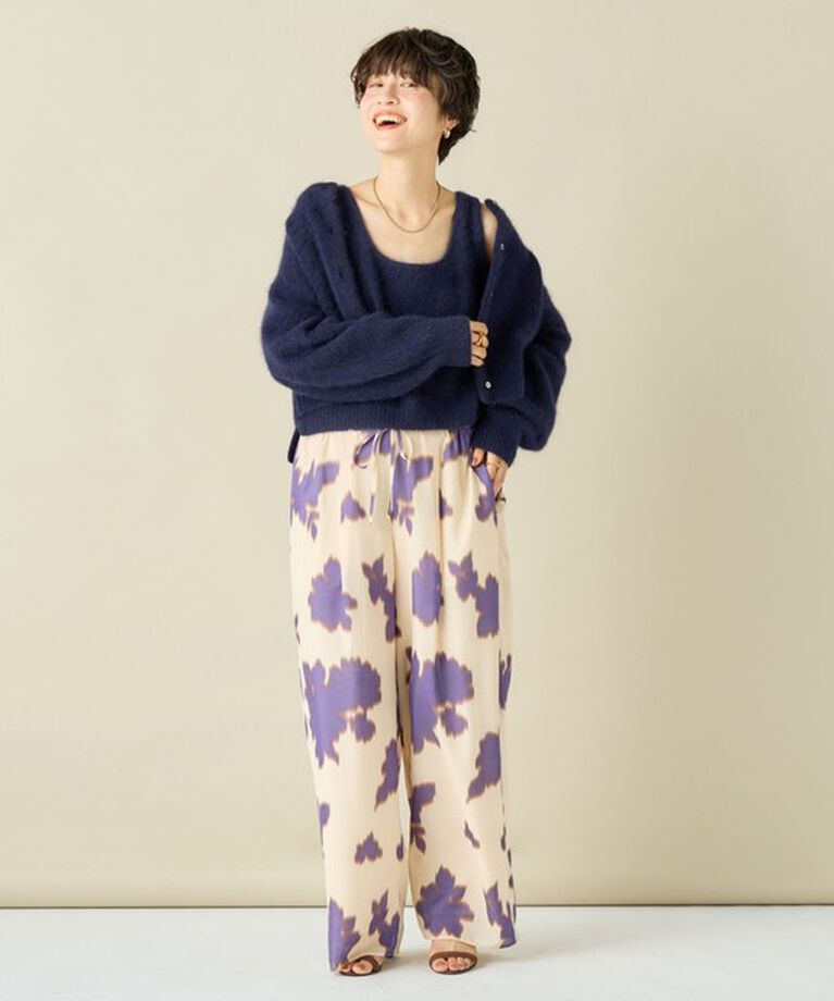 NOLLEY'S「《手洗い可能》《アンサンブル対応》プレミアムヘアリークロップドクルーネックカーディガン」|カーディガン|