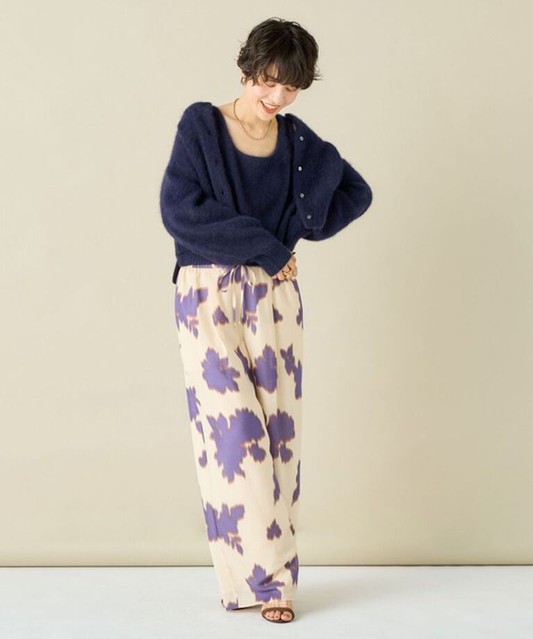 NOLLEY'S「《手洗い可能》《アンサンブル対応》プレミアムヘアリークロップドクルーネックカーディガン」|カーディガン|