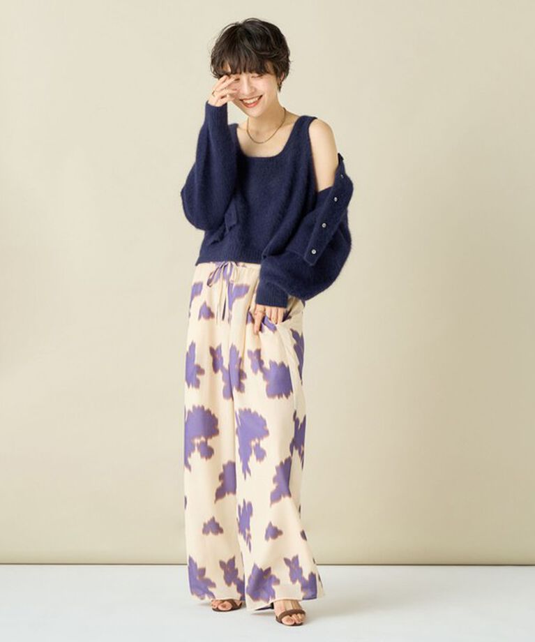 NOLLEY'S「《手洗い可能》《アンサンブル対応》プレミアムヘアリークロップドクルーネックカーディガン」|カーディガン|